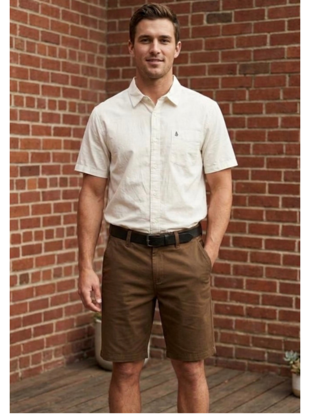 Men’s Volcom Shorts Frickin Modern Brown Stretch Shorts size 31 NWT 9in Inseam